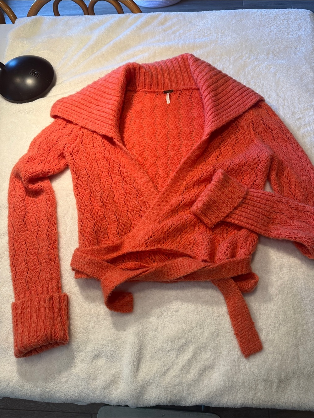 Free People Wool blend Coral Wrap Cardigan with Shawl Collar